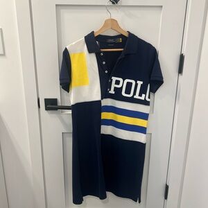 Polo Ralph Lauren "The Mesh Mini" Navy Colorblock Shirt Dress